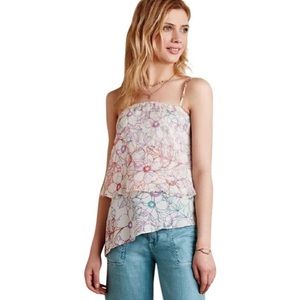 Anthropologie Tops - Anthropologie Romantic Floral Silk Top by Maeve Anthropologie Tops - Anthropologie Romantic Floral Silk Top by Maeve